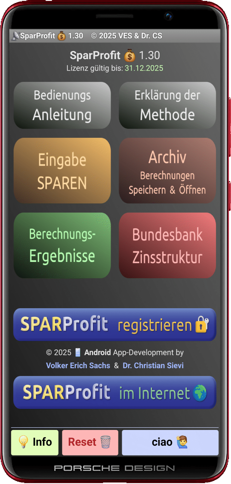 Hauptmenü der App SparProfit💰